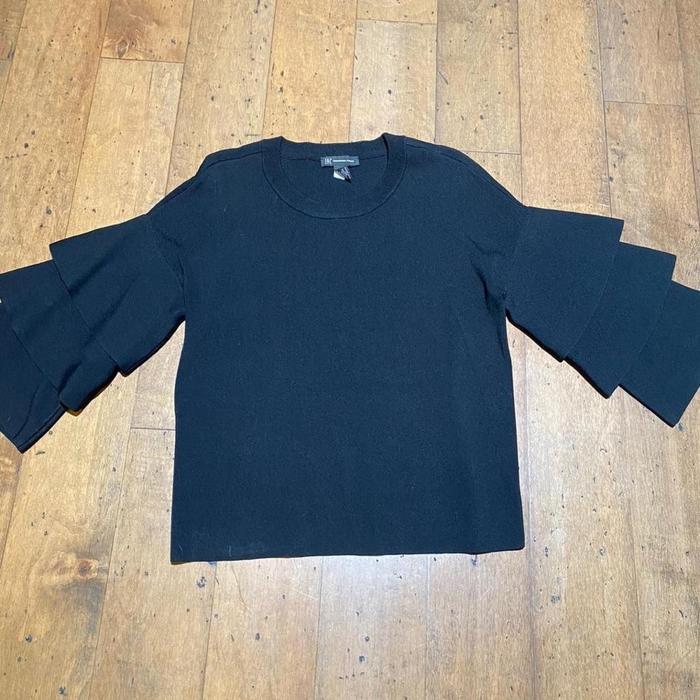 Black long sleeve top with ruffle sleeves Size S